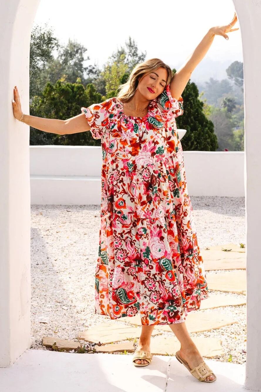 The Ivy City Co. Harvey Floral Midi Dress Women's Multicolor Size 1X